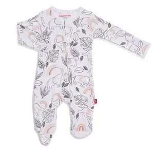 NWT Magnetic Me Organic Cotton Footie Pajamas, Elephant Print, Cream 18-24 M